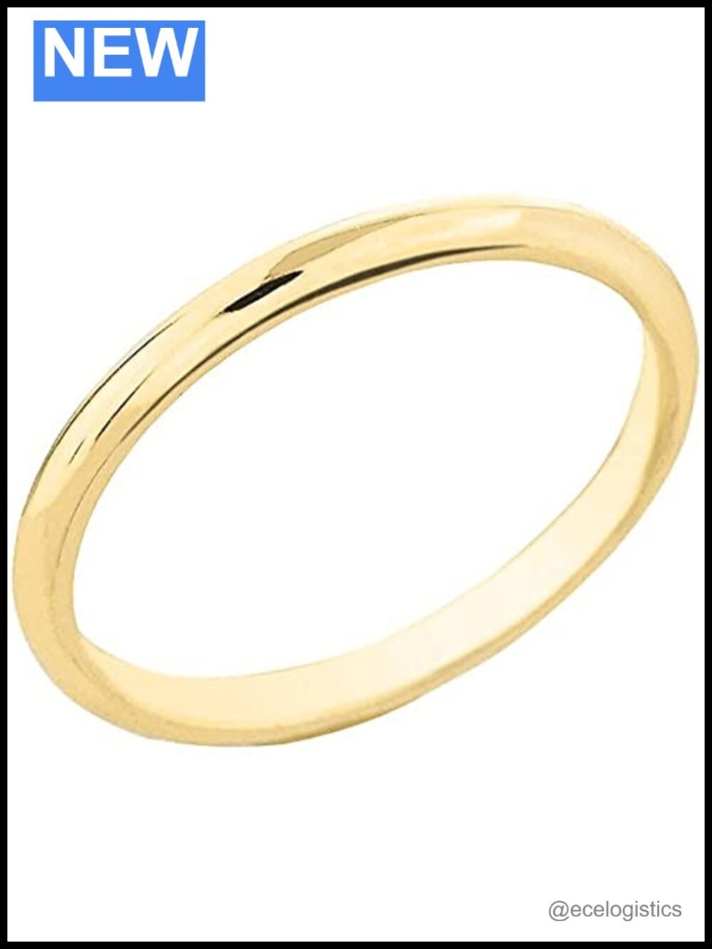 10K Yellow Gold Dainty 2mm Comfort Fit Wedding Band Ring Size 7.5